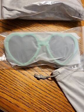 Green Heart-Shaped Sunglasses with Gray Lenses